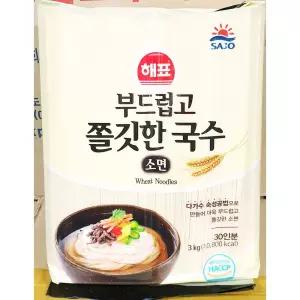 소면 (부드럽고쫄깃한 해표 3k) X4 흰국수/김치말이국수용/요리용