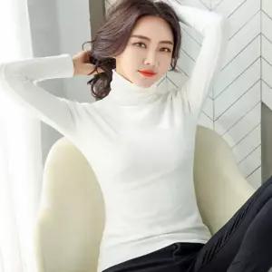 여성 쫀쫀한 한겨울 기모 목폴라 스탠다드핏 티셔츠