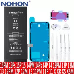 NOHON iPhone 15 Pro MAX 14 13 12 Mini 11 X XR XS Apple 12Mini 13Pro 용 리튬 폴리머 배터리 고용량