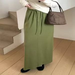 [코코블랑] 넬디 버튼 롱 밴딩 스커트