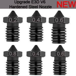 E3D V6 경화 강철 노즐 3d 프린터 부품 0.2 0.4 0.6 0.8 Ender 3 Hotend Titan Extruder Prusa I3 MK3