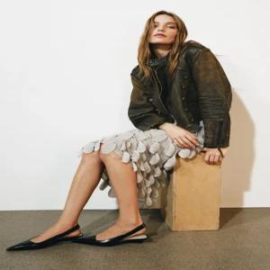자라 ZARA 가죽 미니 웨지 슬링백 슈즈 - 블랙 1205/810/8001412497