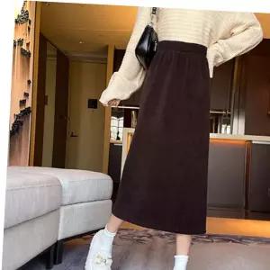 여성 기모안감 골지 롱스커트 1P 겨울 데일리 치마