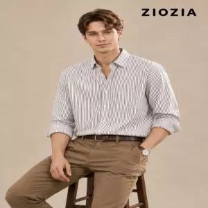 국내매장품 지오지아 ZIOZIA 옥스포드 코튼 루즈핏 스트라이프 셔츠 (ABE3WC1101_A) 317754
