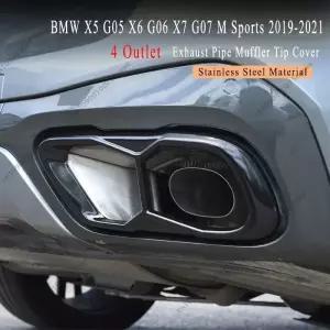 자동차 테일 머플러 배기 파이프 출력 커버 BMW X5 G05 X6 G06 X7 G07 2019- M 스포츠 버전 스테인리스 바