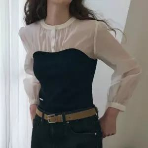 드로우핏 시어 셔링 뷔스티에 블라우스 BLACK DFWMSH5309BK