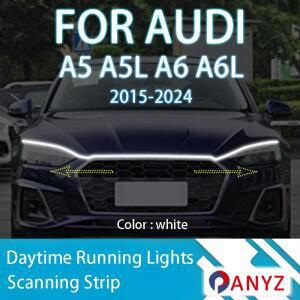 아우디 호환 A5 A6 2015-2024  LED 주간 주행등 스캔 시동 후드 DRL 가이드 장식 엠비언트 램프 12V
