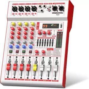 4채널 USB 오디오 믹서 DJ 사운드 팬텀파워 스테레오 녹음 라이브스트리밍