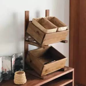 원목 3단 과일 다용도 과일가게 수납랙 바스켓 주방