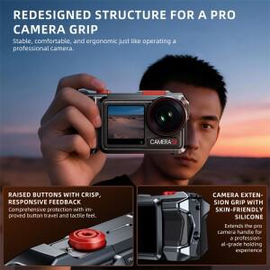 DJI 액션 5 프로용 알루미늄 합금 카메라 핸드그립, 콜드슈 마운트 1/4인치 나사 확장형 핸들 케이지, 브이