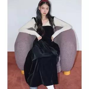 [10월 2일 배송] MICHIKO LONDON KOSHINO 벨벳 오버롤 드레스 블랙