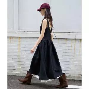MICHIKO LONDON KOSHINO 로즈 자카드 레이어드 드레스 블랙