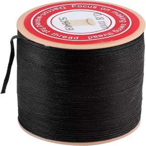 가죽 재봉용 ACNTENY 왁스드 실 0.8mm 60야드/55m 블랙 3합 폴리에스터 라운드 스티칭 코드 제본 및 팔찌