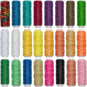 Yayatty 24 컬러 왁스 처리된 코드 312야드 가죽용 0.8mm 150D 수제 바느질 실 제본 및 카펫용 색상당