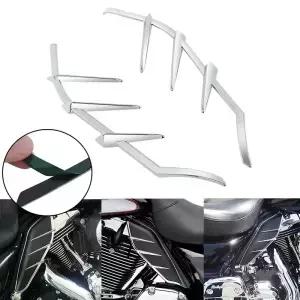오토바이 히트 실드 미드 프레임 에어 디플렉터 트림 ABS 크롬 할리 투어링 로드 킹 스트리트 일렉트라