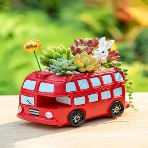 다육식물 화분 빈티지 2층 버스 모양 DIY 꾸미기용