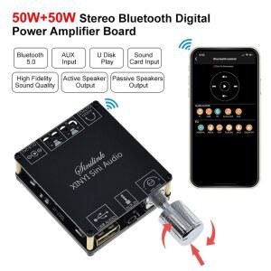 이동식앰프 스피커 50W 블루투스 전력 오디오 음악 100W 디지털 미니 플레이어 카드 10W 클래스 스테레오 HIFI APP USB 사운드 무선