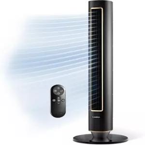 Lasko 피나클 콰이어트 24 dBA DC 타워 팬 리모컨 포함 - 40인치 DST100 블랙 침실 거실 홈 오피스