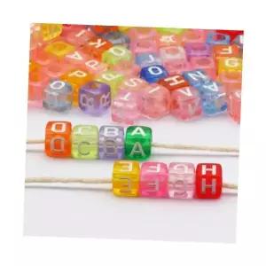 알파벳팔찌 사각 반투명 비즈 100pcs