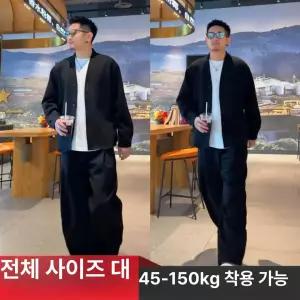 블랙팬서 남성 봄가을 시즌용 빅사이즈 캐주얼 스포츠 세트 아우터와 긴 바지로 구성된 멋스러운 투피스