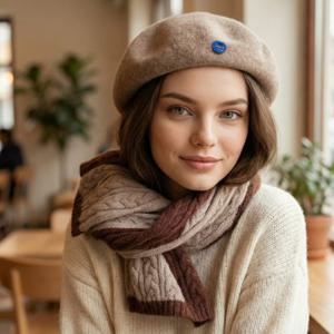 루앤래 울베레모 100% WOOL 겨울베레모 니트베레모 빵모자 헌팅캡 여성겨울모자 비니 페도라 산책룩 하객룩