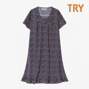여성 TRY 레이온 잠옷 롱 원피스 라운지웨어 파자마