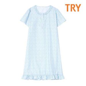 여성 TRY 레이온 파자마 잠옷 롱 원피스 홈웨어