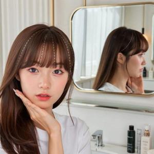 여성용 인모 가발 정수리 커버 앞머리 부착형 부분가발 블랙 브라운 2색 선택 가능