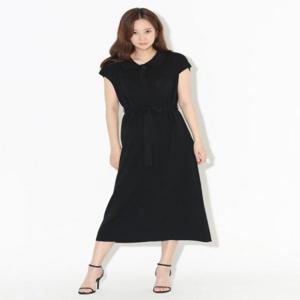 카라 여름 허리끈 여자 원피스 니트 롱