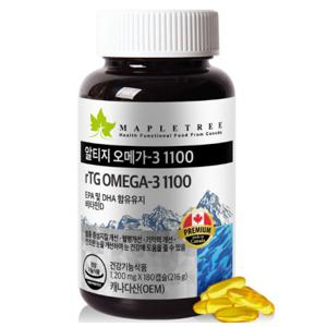 건강보조식품 rTG 알티지오메가3 1100 180캡슐 KS메이플