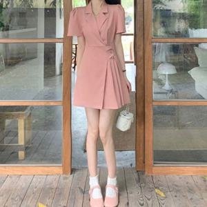 디자인 단추 셔츠원피스 반팔원피스 여름롱원피스 데님원피스 홀복 반팔