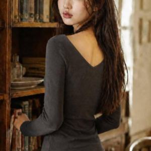 캡내장 스퀘어넥 긴팔티 여성 이너 티셔츠 브라탑 긴팔 오피스룩
