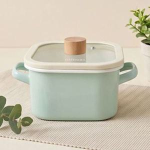 힘멜 인덕션 법랑 사각냄비 찌개 국 라면 조림 양수 냄비 16cm 그린