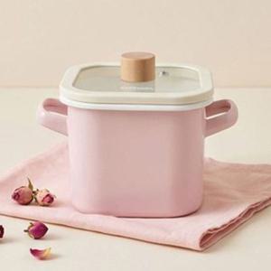 힘멜 인덕션 법랑 사각냄비 찌개 국 라면 조림 양수 냄비 14cm 핑크