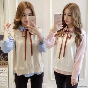 여성용 조끼 베스트 봄 가을 반팔 티셔츠 레이어드 남방 상의 오피스룩 캐주얼 베스트 조끼 코디
