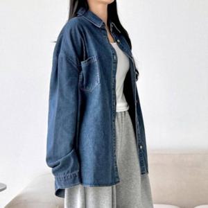 청자켓 청남방 데님셔츠 남녀공용 상의 스트릿 코디 캐주얼 데일리 셔츠 데님 데일리 오버핏 긴팔 오버핏청