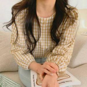 빈티지무드 잔잔 체크 러블리 블라우스 포인트 가을 상의