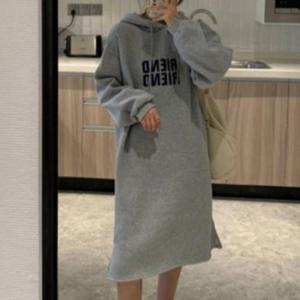 데일리 기모 후디 롱원피스 여성 이지룩 후드 단체복 1P 중학생 패션 교복 겨울 고등학생
