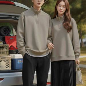 남녀공용 봄 가을 하프집업 카라 맨투맨 루즈핏 긴팔 티셔츠