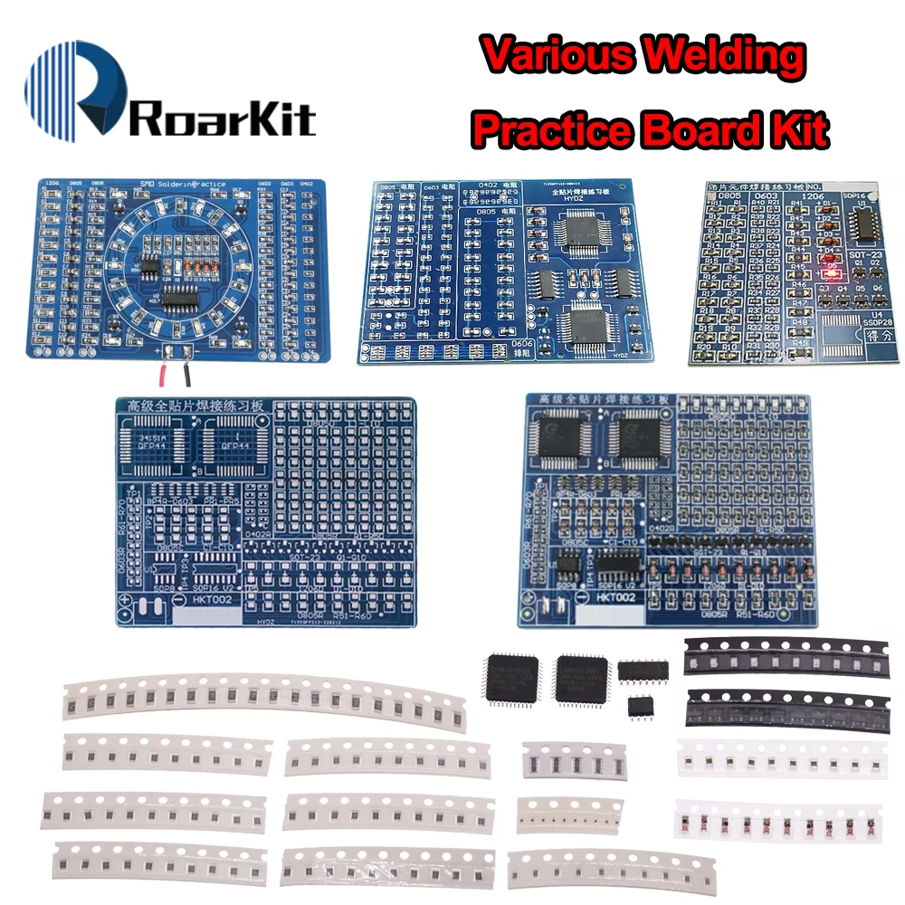 SMD NE555 CD4017 회전 깜박이는 LED 구성 요소 SMT LQFP44 납땜 연습 보드 전자 회로 교육 스위트 DIY 키트