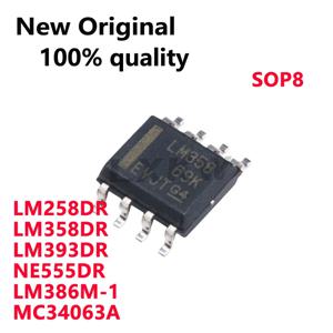 오리지널 LM258DR LM258 LM358DR LM358 LM393DR LM393 NE555DR NE555 LM386M-1 MC34063A SOP8 재고, 50 개, 신제품
