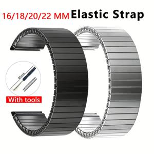 Xiaomi Huawei Samsung Galaxy 스마트 시계 밴드 용 금속 확장 팔찌 스테인레스 스틸 탄성 스트랩 16mm 18mm 20mm 22mm