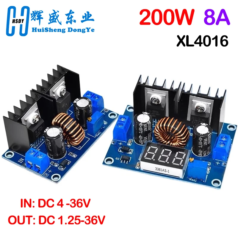 XL4016 PWM 조정 가능한 4-36V ~ 1.25-36V 스텝다운 보드 모듈 최대 8A 200W DC-DC 스텝다운 벅 컨버터 전원 공급 장치