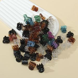 30 개/가방 1.5cm 여자 미니 머리 발톱 여자를위한 다채로운 크랩 헤어 클립 아기 달콤한 머리핀 헤어 액세서리 바레트 선물