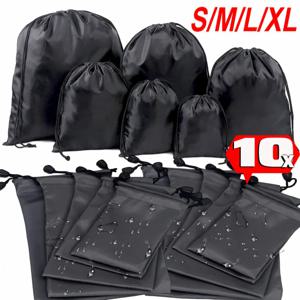 1/10Pcs 대형 방진 방수 Drawstring 가방 블랙 옥스포드 헝겊 보관 포장 주머니 여행 체육관 신발 스포츠 주최자