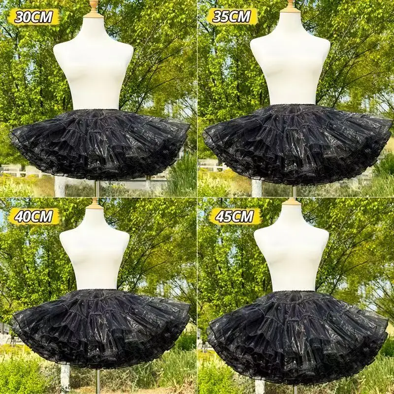 짧은 로리타 페티코트, 폭력적인 스타일, 뼈 없는 부드러운 메쉬 크리놀린, 풍성한 페티스커트, 데일리 스위트 로리타 패션 스커트, 블랙