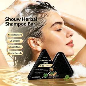 허벌 진저 & 인삼 샴푸바 80g - 7-in-1 헤어 건강, 유분 조절, 비듬 및 두피 밸런스를 위한 데일리 케어