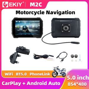 EKIY 5.0인치 무선 CarPlay 모토 안드로이드 오토 오토바이 네비게이션 GPS 휴대용 디지털 대시보드 디스플레이 화면 TPMS