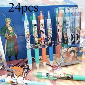 애니메이션 원피스 4/12/24Pcs 검정 잉크 펜 세트 만화 루피 조로 0.5mm 프레스 젤 서명 카와이 문구 선물 S