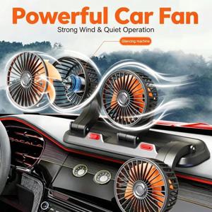 차량용 선풍기 360 °   조절 가능한 3헤드 에어 팬 자동차용 전기 팬 USB/12V/24V 팬 2단 속도 자동차 무소음 팬 가정용 책상 사무실&차량용